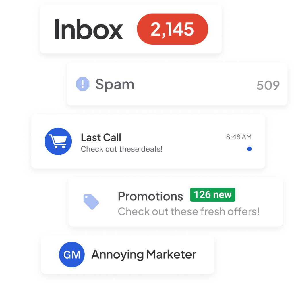 Promotion SaneBox image showing a timeline and filters of an Email inbox through their AI