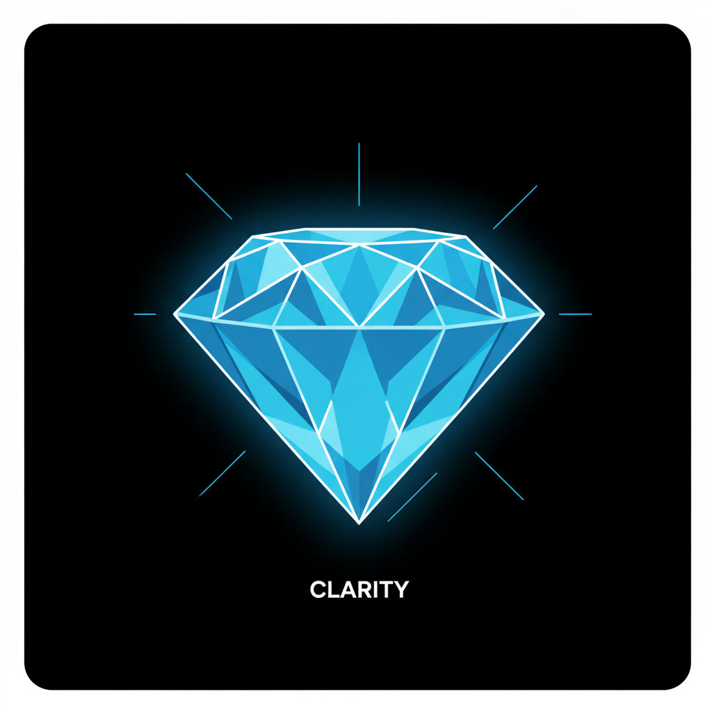 A perfectly polished diamond to represent clarity in minimalist content.