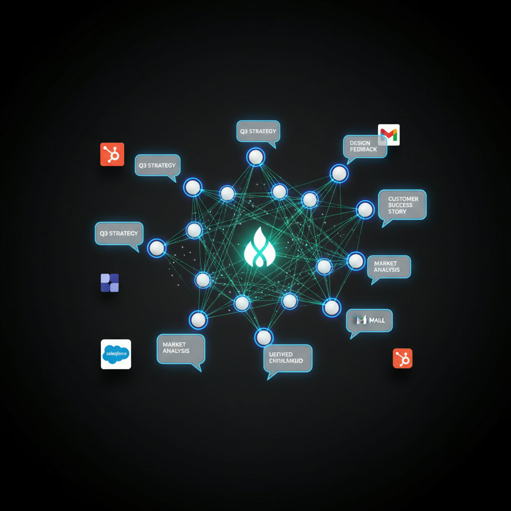 A visual metaphor showing individual employees as nodes in a network, each with their unique voice or thought bubble, contributing to a larger, unified brand message. This could involve gears working together or a constellation of diverse stars forming a brighter image.
