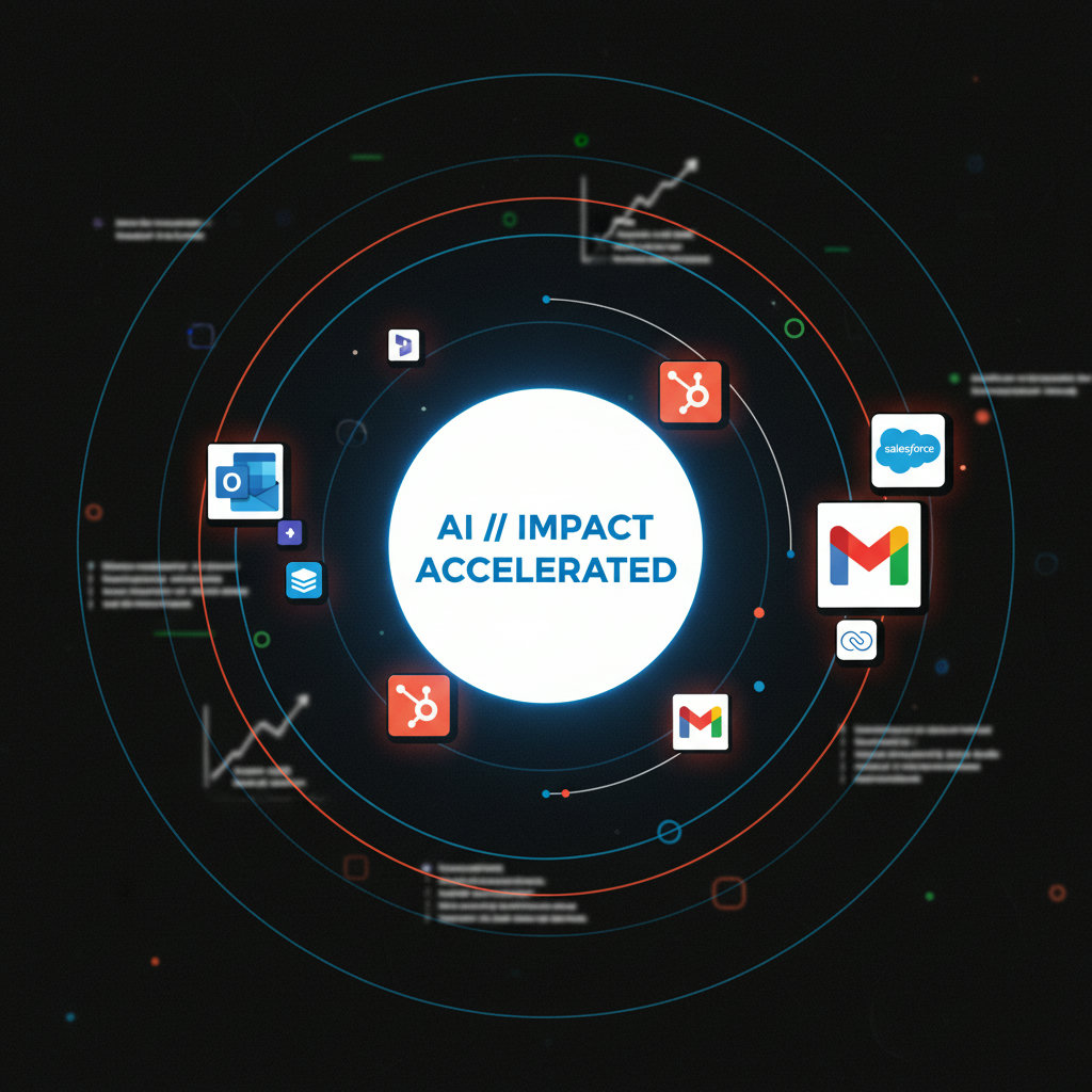 An abstract visualization of AI amplifying minimalist content, perhaps with a spotlight illuminating a succinct message amidst a less clear background.