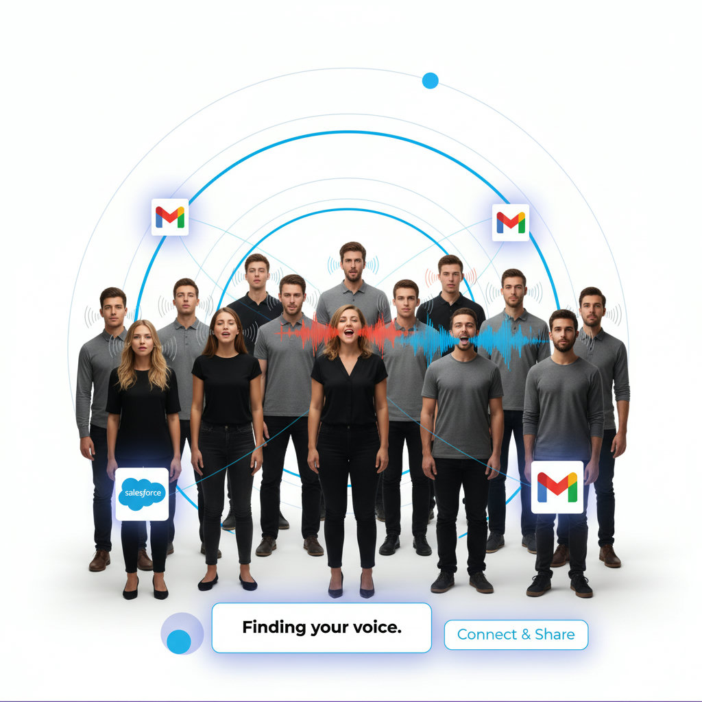 An image depicting a choir where most members are silent or humming quietly, with only a few singing loudly and clearly. This illustrates the 