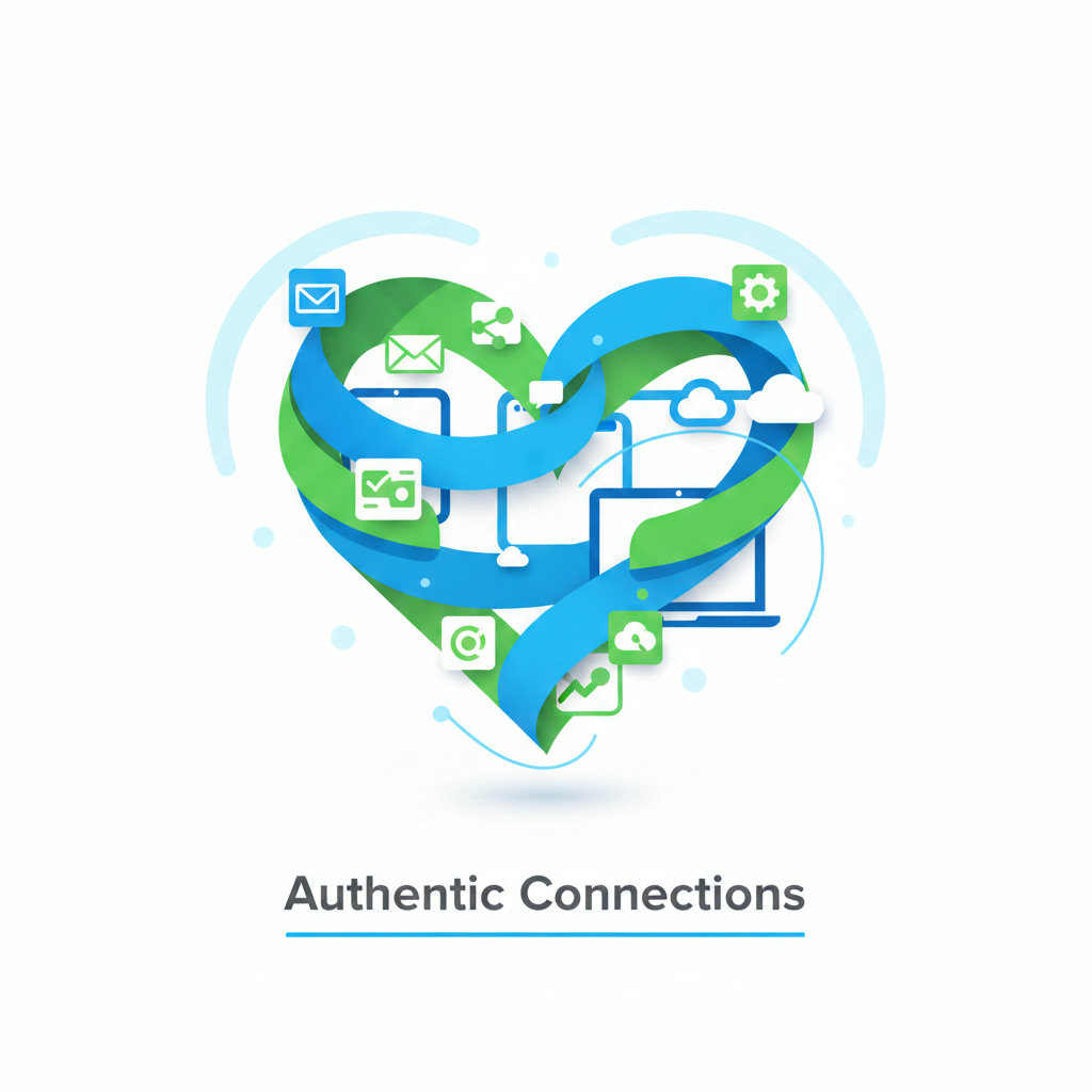 A heart made of various brand elements, symbolizing the emotional connection and core values of authentic brand storytelling. The elements should be subtle and integrated, not overtly corporate.
