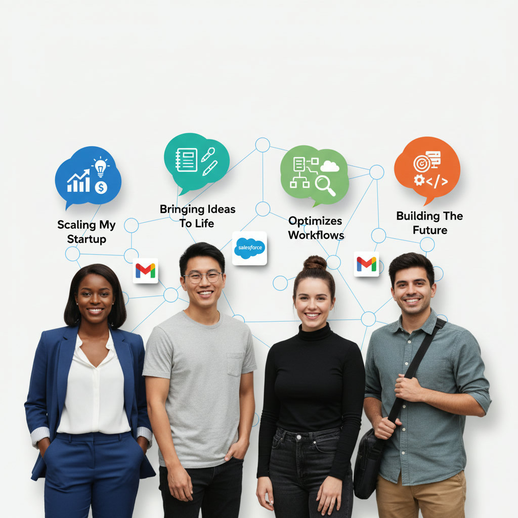 An image depicting different human archetypes or personas, each with thought bubbles or visual cues representing their unique challenges, aspirations, and desires. This could be a diverse group of individuals, each subtly illustrating a different customer segment.
