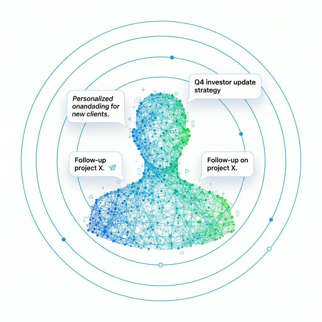 An image representing Skail's 'Digital Clone Technology'. Visualize a person's silhouette or a generic human form, with digital lines or data streams flowing around or into it, creating a distinct, personalized digital representation (the 'clone'). This clone should then be depicted generating authentic, personalized messages (e.g., text bubbles with unique fonts/styles) at scale, emphasizing individuality despite automation.
