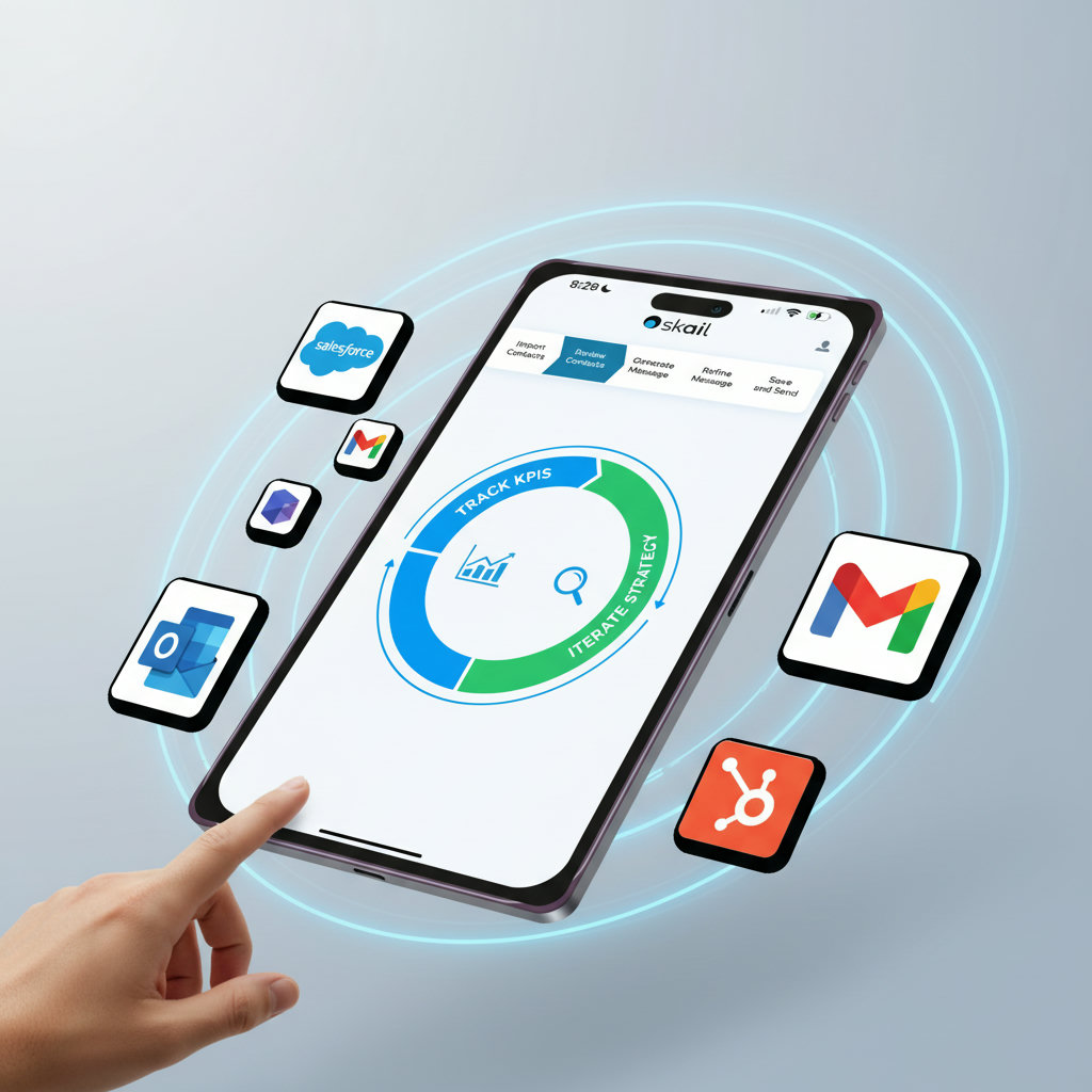 A dynamic visual representing the continuous loop of performance measurement and optimization – tracking KPIs, analyzing data, and iterating the strategy for improvement. Perhaps a circular flow or a dashboard with evolving metrics.
