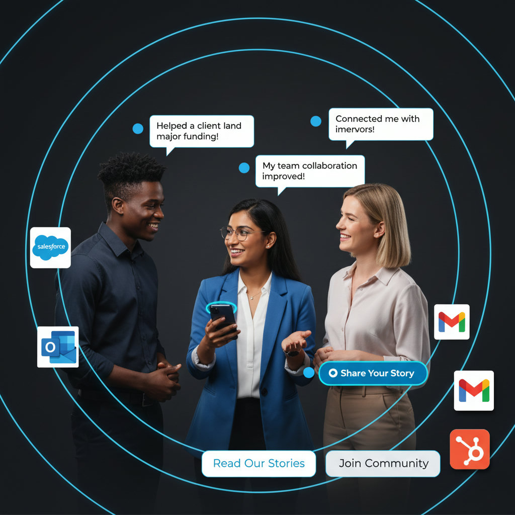 An employee enthusiastically sharing their personal story or experience related to a brand, surrounded by other employees nodding in agreement, with thought bubbles or speech bubbles illustrating their authentic voices contributing to a larger brand narrative. This highlights the power of internal storytelling and employee advocacy.